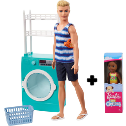 Mueco Ken Lavadora Y Accesorios + Mueca Chelsea - FYK51