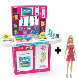 BARBIE - Cocina Electrnica De Barbie + Mueca Barbie Bsica - 2187