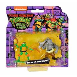 TORTUGAS NINJA -  Mini Figuras x2 Mikey vs Rocksteady - 83310