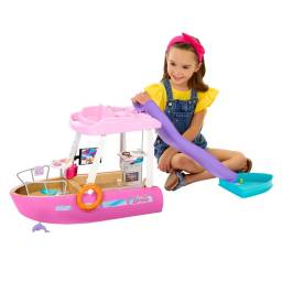 BARBIE- Barco Con Piscina Tobogn Y Accesorios - HJV37