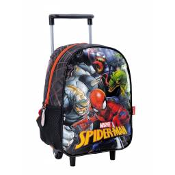 SPIDERMAN - Mochila Basica con Carro Villia 38210-Negro/Rojo