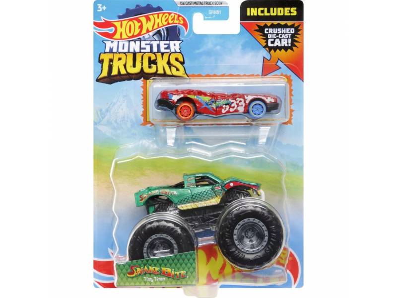 HOT WHEELS - Monster Trucks 1:64 Die Cast GRH81- SNAKE BITE
